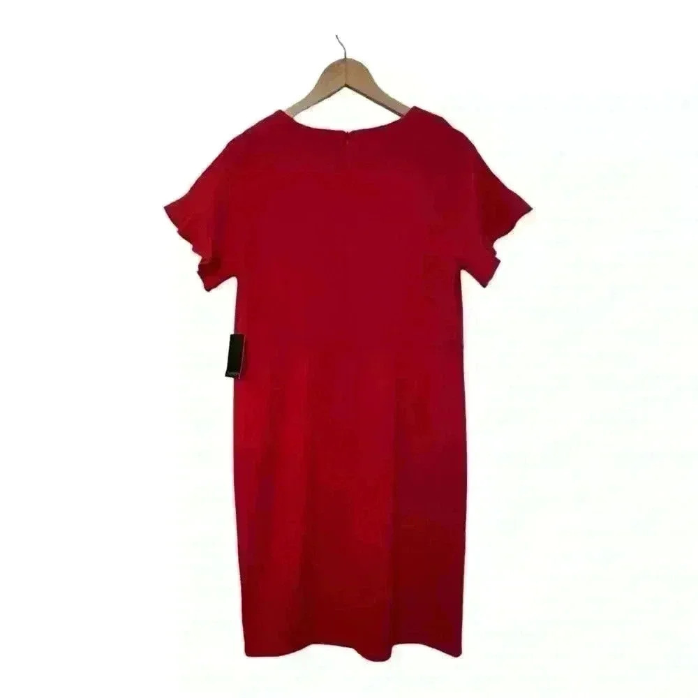 Eloquii NWT Pink Ruffled Short Sleeve Sheath Dress Size 14 - Picture 8 of 13